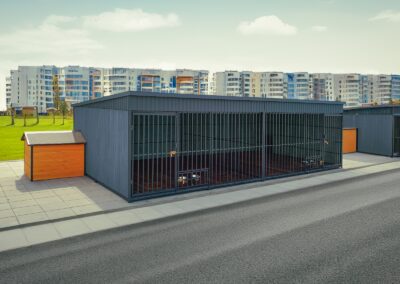 Kojec dla dwóch psów w kolorze czerń + odeskowanie malowane kolorem grafit