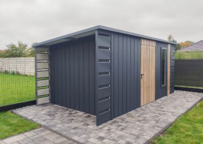 Domek narzędziowy z drewutnią 5x2,5m, model: Domi