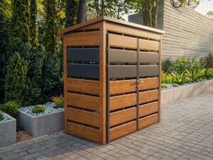 Wiata śmietnikowa panelowa 2x1m Dąb i Matowy Grafit